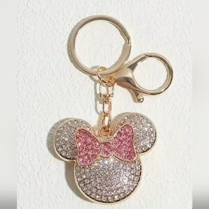 Sparkling Minnie Mouse Keychain with Rhinestones